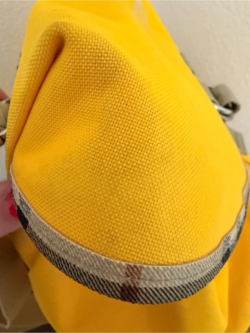 Burberrys Vintage Fragrances Canvas Backpack – Bright Yellow Nova Check Trim